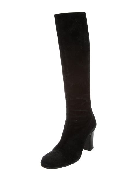 prada suede knee high boots